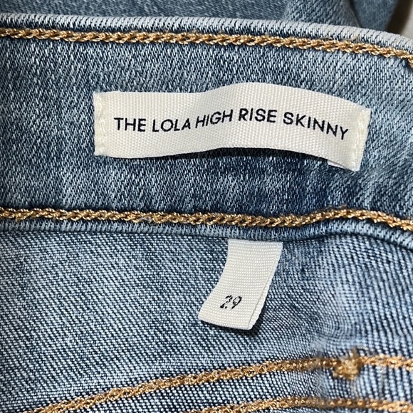 Denim Forum Blue Distressed Lola high rise skinny crop raw hem jeans size 29 - Picture 6 of 14